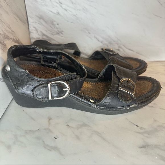 Vintage Hush Puppies Wedge Sandals - Black - Size 8 - Picture 6 of 9